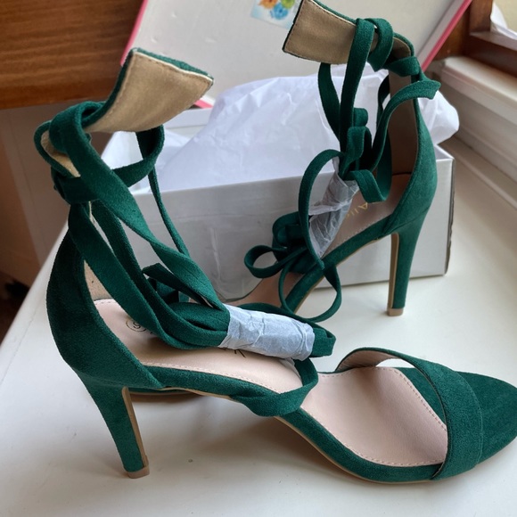Green Strappy Heels - Picture 3 of 5